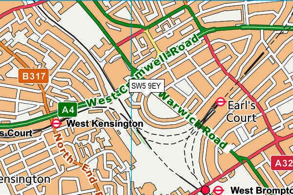 SW5 9EY map - OS VectorMap District (Ordnance Survey)