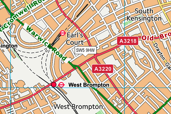 SW5 9HW map - OS VectorMap District (Ordnance Survey)