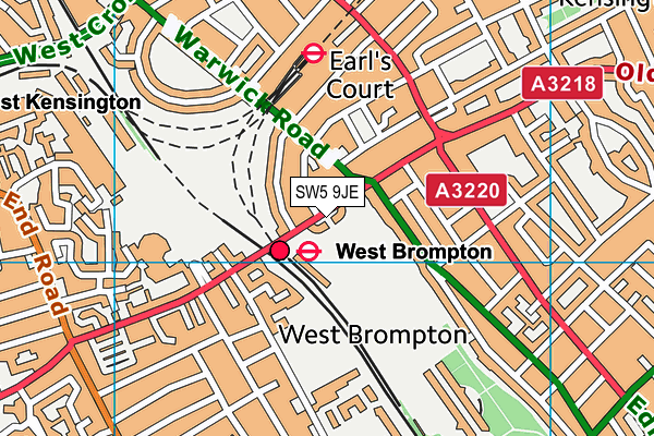 SW5 9JE map - OS VectorMap District (Ordnance Survey)