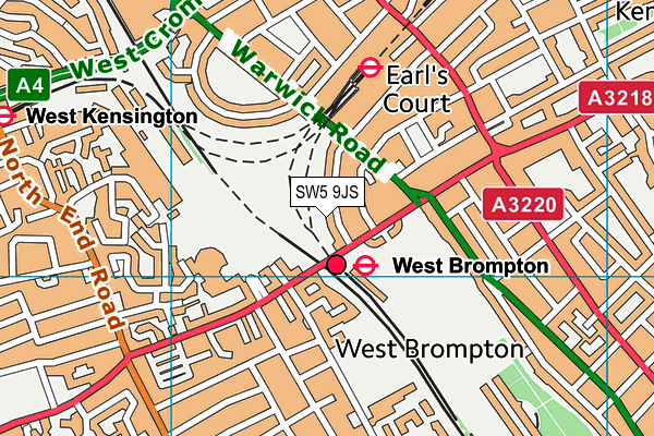 SW5 9JS map - OS VectorMap District (Ordnance Survey)