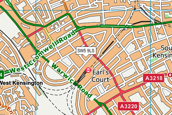 SW5 9LS map - OS VectorMap District (Ordnance Survey)