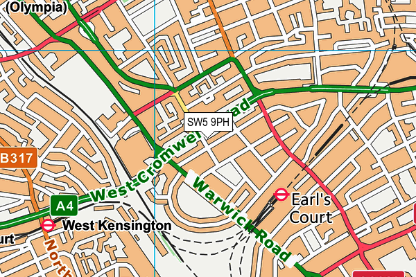 SW5 9PH map - OS VectorMap District (Ordnance Survey)