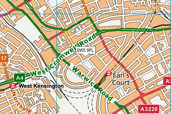 SW5 9PL map - OS VectorMap District (Ordnance Survey)