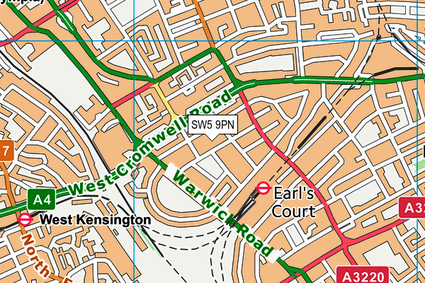 SW5 9PN map - OS VectorMap District (Ordnance Survey)