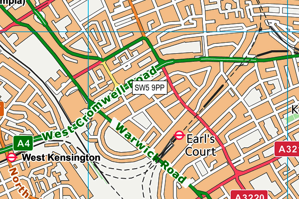 SW5 9PP map - OS VectorMap District (Ordnance Survey)