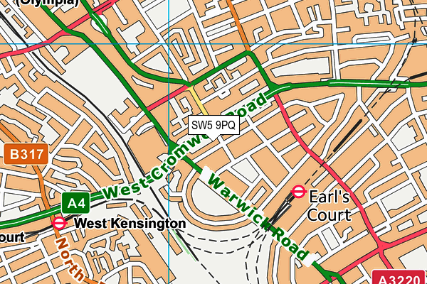 SW5 9PQ map - OS VectorMap District (Ordnance Survey)