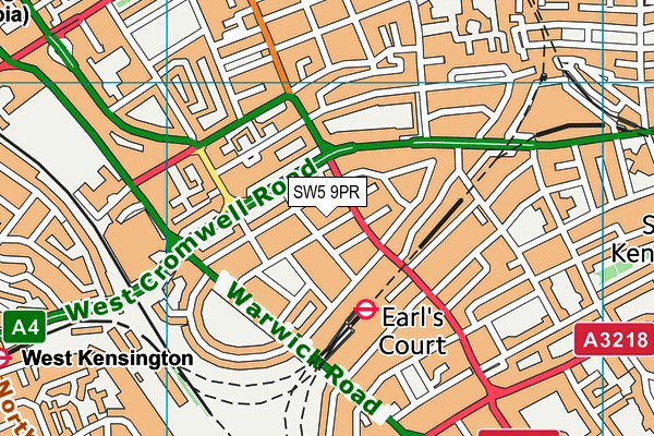 SW5 9PR map - OS VectorMap District (Ordnance Survey)