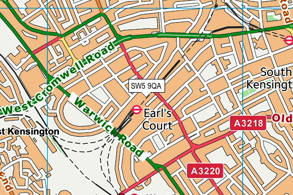 SW5 9QA map - OS VectorMap District (Ordnance Survey)