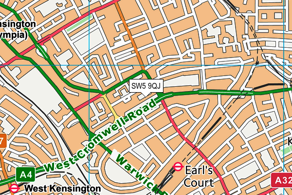 SW5 9QJ map - OS VectorMap District (Ordnance Survey)