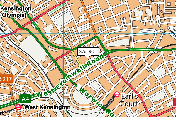 SW5 9QL map - OS VectorMap District (Ordnance Survey)