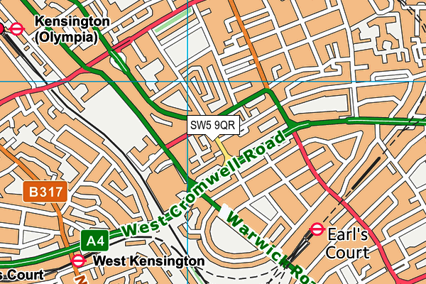 SW5 9QR map - OS VectorMap District (Ordnance Survey)