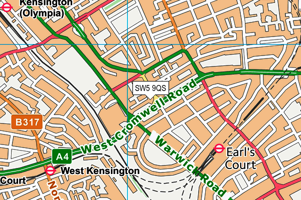 SW5 9QS map - OS VectorMap District (Ordnance Survey)