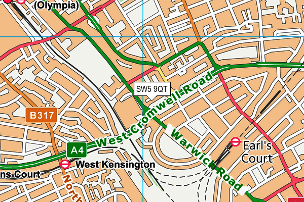 SW5 9QT map - OS VectorMap District (Ordnance Survey)