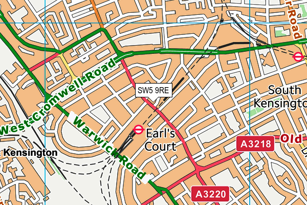 SW5 9RE map - OS VectorMap District (Ordnance Survey)