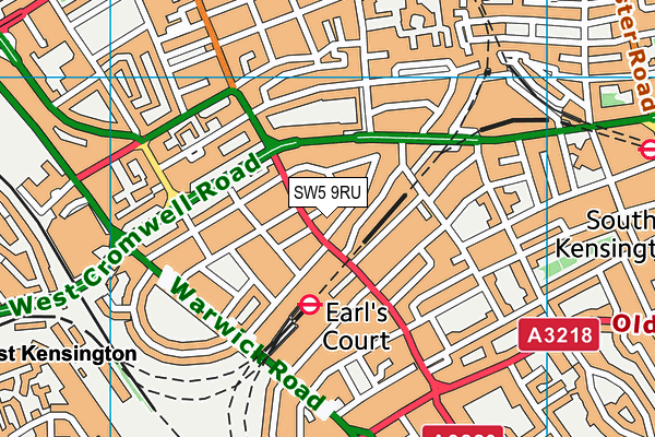 SW5 9RU map - OS VectorMap District (Ordnance Survey)