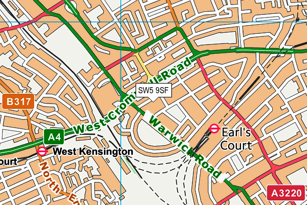 SW5 9SF map - OS VectorMap District (Ordnance Survey)