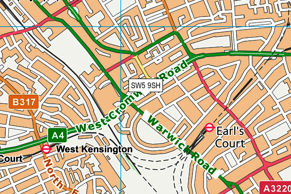 SW5 9SH map - OS VectorMap District (Ordnance Survey)