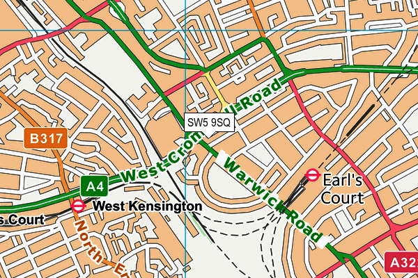 SW5 9SQ map - OS VectorMap District (Ordnance Survey)