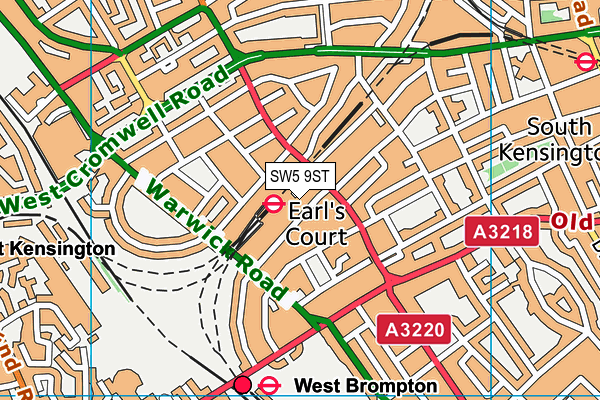 SW5 9ST map - OS VectorMap District (Ordnance Survey)