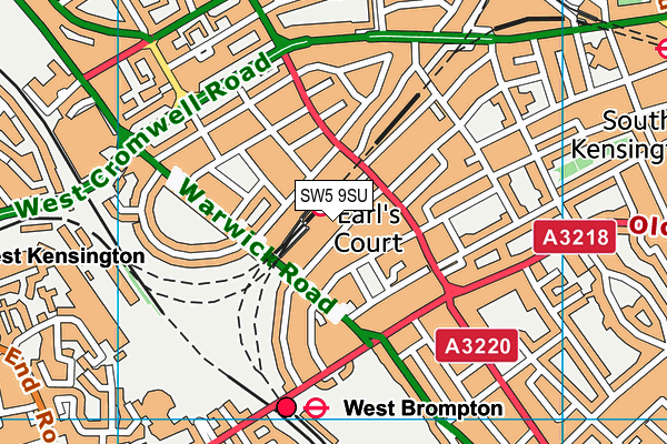 SW5 9SU map - OS VectorMap District (Ordnance Survey)