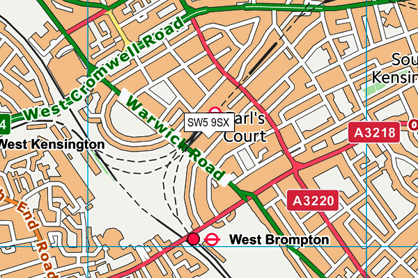 SW5 9SX map - OS VectorMap District (Ordnance Survey)