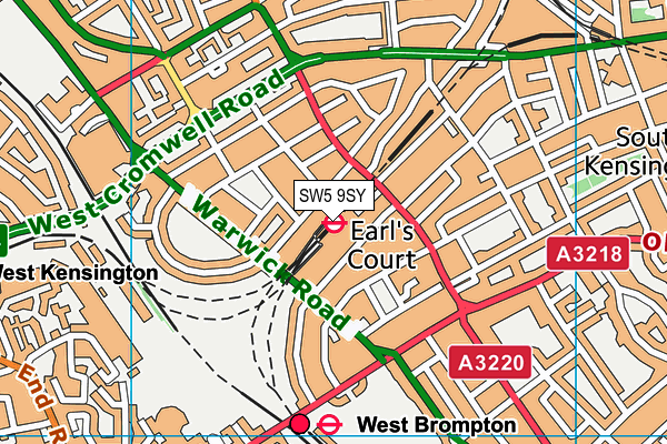 SW5 9SY map - OS VectorMap District (Ordnance Survey)