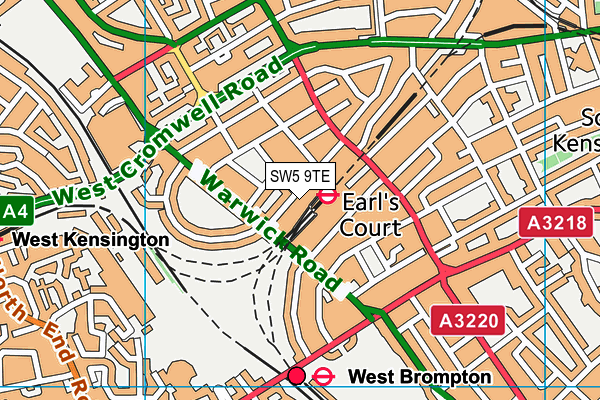 SW5 9TE map - OS VectorMap District (Ordnance Survey)