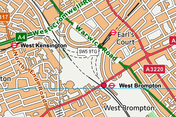 SW5 9TG map - OS VectorMap District (Ordnance Survey)