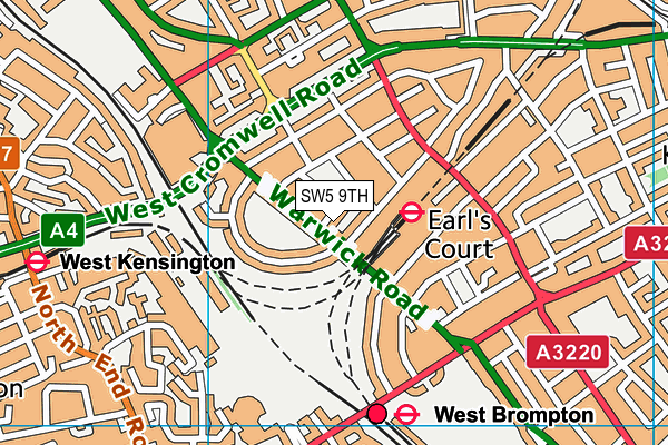 SW5 9TH map - OS VectorMap District (Ordnance Survey)