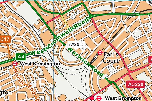 SW5 9TL map - OS VectorMap District (Ordnance Survey)