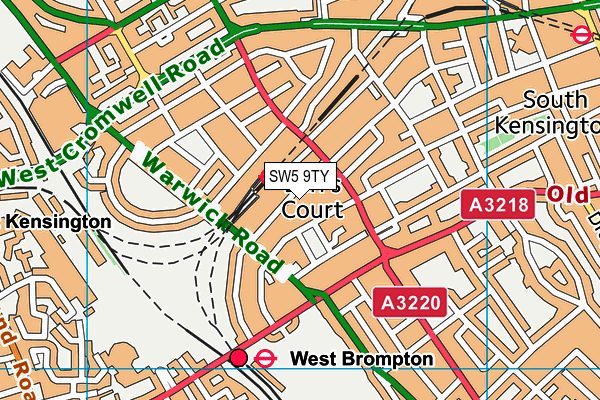 SW5 9TY map - OS VectorMap District (Ordnance Survey)