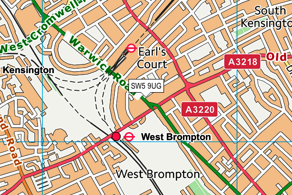 SW5 9UG map - OS VectorMap District (Ordnance Survey)