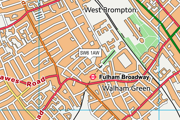 SW6 1AW map - OS VectorMap District (Ordnance Survey)