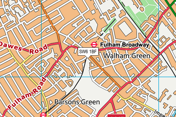 SW6 1BF map - OS VectorMap District (Ordnance Survey)