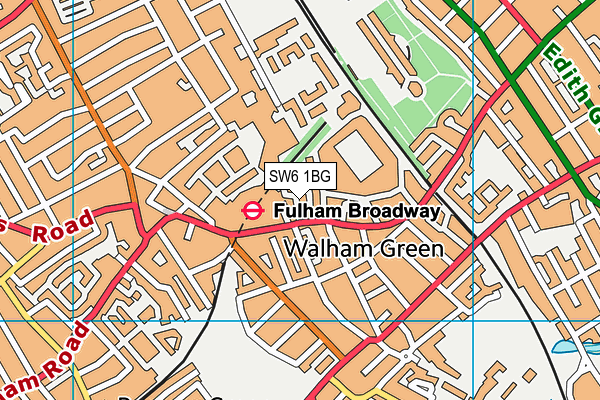 SW6 1BG map - OS VectorMap District (Ordnance Survey)