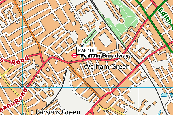 SW6 1DL map - OS VectorMap District (Ordnance Survey)