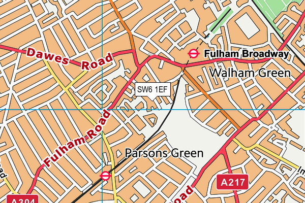 SW6 1EF map - OS VectorMap District (Ordnance Survey)