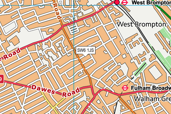 SW6 1JS map - OS VectorMap District (Ordnance Survey)