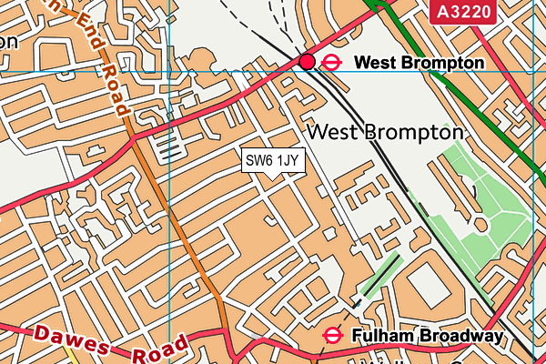 SW6 1JY map - OS VectorMap District (Ordnance Survey)