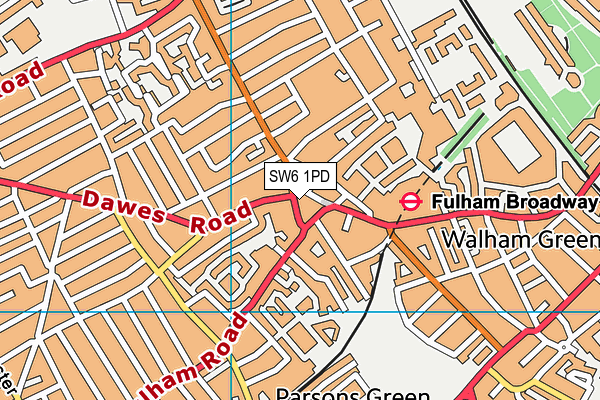 SW6 1PD map - OS VectorMap District (Ordnance Survey)