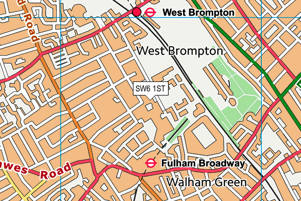 SW6 1ST map - OS VectorMap District (Ordnance Survey)