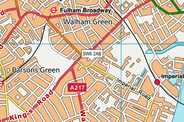 SW6 2AB map - OS VectorMap District (Ordnance Survey)