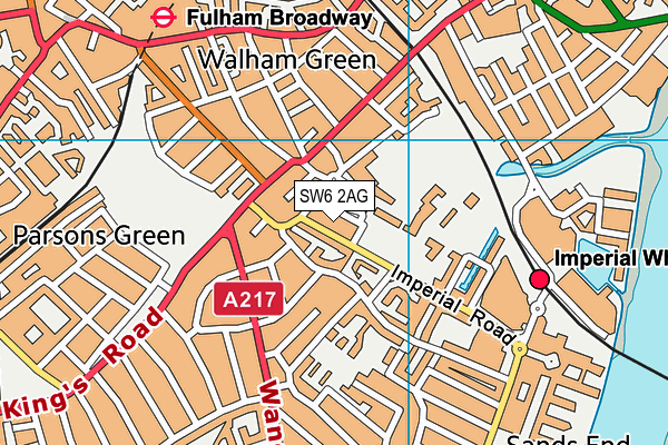 SW6 2AG map - OS VectorMap District (Ordnance Survey)