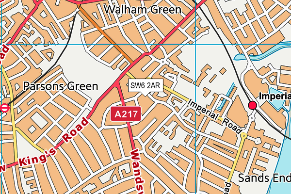 SW6 2AR map - OS VectorMap District (Ordnance Survey)