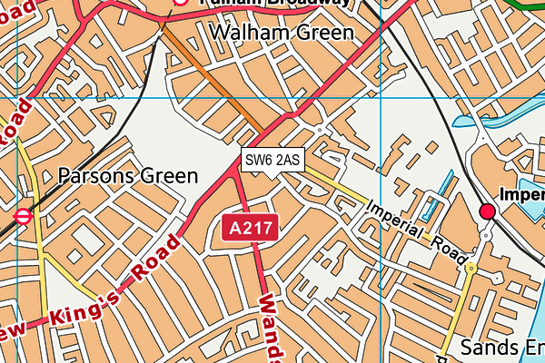 SW6 2AS map - OS VectorMap District (Ordnance Survey)