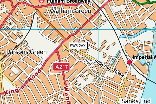 SW6 2AX map - OS VectorMap District (Ordnance Survey)