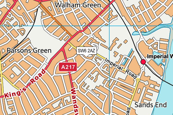 SW6 2AZ map - OS VectorMap District (Ordnance Survey)