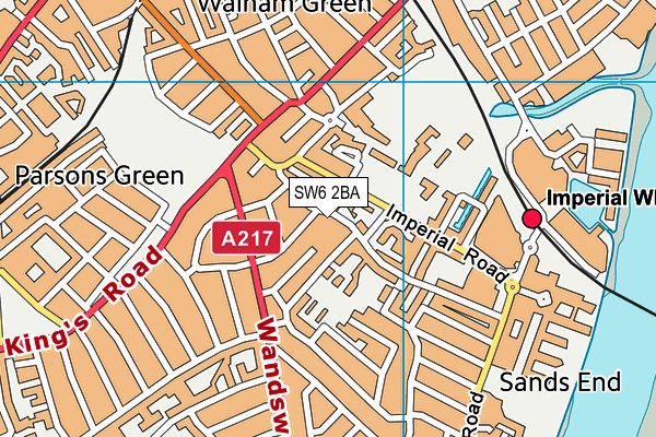 SW6 2BA map - OS VectorMap District (Ordnance Survey)