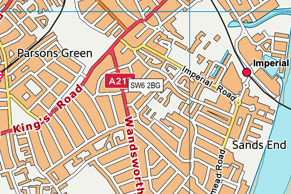 SW6 2BG map - OS VectorMap District (Ordnance Survey)