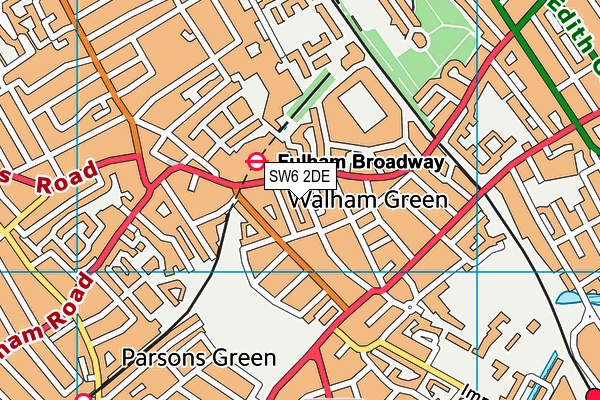 SW6 2DE map - OS VectorMap District (Ordnance Survey)